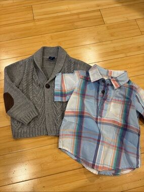 LIKE NEW! BUNDLE! 2! Old Navy Kids Toddler Cotton Polo + Sweater Sz 18-24M